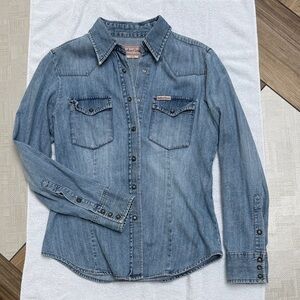 Marlboro Denim Button-Down Shirt - Light Blue